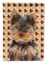 Load image into Gallery viewer, Fall Leaves Yorkie Puppy / Yorkshire Terrier Flag Canvas House Size KJ1209CHF