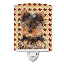 Load image into Gallery viewer, Fall Leaves Yorkie Puppy / Yorkshire Terrier Ceramic Night Light KJ1209CNL