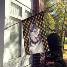 Load image into Gallery viewer, Candy Corn Halloween Alaskan Malamute Flag Canvas House Size KJ1210CHF