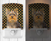 Load image into Gallery viewer, Candy Corn Halloween Yorkie / Yorkshire Terrier Ceramic Night Light KJ1212CNL