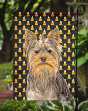 Load image into Gallery viewer, Candy Corn Halloween Yorkie / Yorkshire Terrier Garden Flag – Decorative Outdoor Yard Flag KJ1212GF