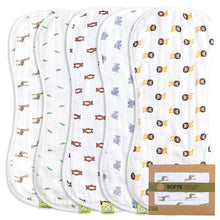 Load image into Gallery viewer, Keababies Organic &amp; Muslin Burp Cloths 5-Pack