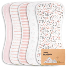 Load image into Gallery viewer, Keababies Organic &amp; Muslin Burp Cloths 5-Pack