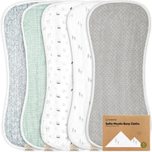 Load image into Gallery viewer, Keababies Organic &amp; Muslin Burp Cloths 5-Pack