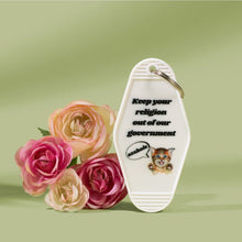 Load image into Gallery viewer, Keep Your Religion Out of Our Government, Asshole Kitten Keychain