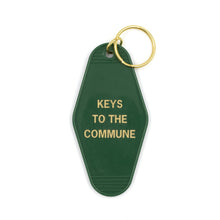 Load image into Gallery viewer, Keys to the Commune Motel Style Keychain in Green and Gold