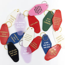 Load image into Gallery viewer, Keys to the Commune Motel Style Keychain in Green and Gold