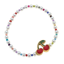 Load image into Gallery viewer, Kids Samantha Pearl Beaded Children's Bracelet with Cute Charm | Popsicle, Ice Cream, or Cherries