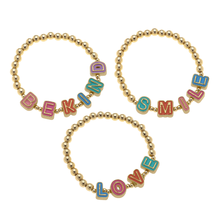 Load image into Gallery viewer, Kids Stretch Bracelet in Multicolor | 3 Choices Charm Letter Word Phrases