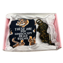 Load image into Gallery viewer, Knock Em Dead Tiger Gift Box | Hair Claw and Socks Giftable Bundle