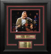 Load image into Gallery viewer, Kurt Cobain MTV Unplugged 8" x 10" Framed Photo with Engraved Autograph