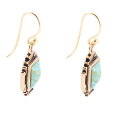 Load image into Gallery viewer, Blue Turquoise Golden Aztec Earrings