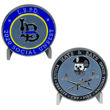 Load image into Gallery viewer, EE-015 LAPD LBPD 2020 Social Unrest Riot Parody challenge coin Thin Blue Line Police