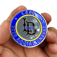 Load image into Gallery viewer, EE-015 LAPD LBPD 2020 Social Unrest Riot Parody challenge coin Thin Blue Line Police