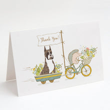Load image into Gallery viewer, Boxer Brindle White Cropped Ears Greeting Cards -  Blank Note Cards – 8-Pack of Artist-Designed Cards with Envelopes