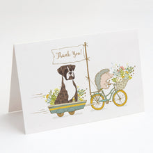 Load image into Gallery viewer, Boxer Brindle White Natural Ears Greeting Cards -  Blank Note Cards – 8-Pack of Artist-Designed Cards with Envelopes