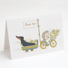Load image into Gallery viewer, Dachshund Black and Tan Greeting Cards -  Blank Note Cards – 8-Pack of Artist-Designed Cards with Envelopes