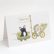 Load image into Gallery viewer, French Bulldog Black Greeting Cards -  Blank Note Cards – 8-Pack of Artist-Designed Cards with Envelopes