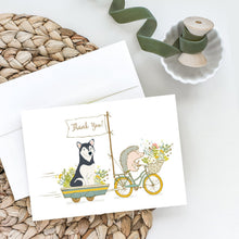 Load image into Gallery viewer, Siberian Husky Black Greeting Cards -  Blank Note Cards – 8-Pack of Artist-Designed Cards with Envelopes