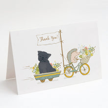 Load image into Gallery viewer, Pug Black Greeting Cards -  Blank Note Cards – 8-Pack of Artist-Designed Cards with Envelopes