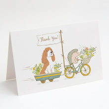 Load image into Gallery viewer, Springer Spaniel Gold Greeting Cards -  Blank Note Cards – 8-Pack of Artist-Designed Cards with Envelopes