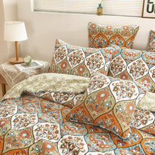 Load image into Gallery viewer, DaDa Bedding Bohemian Floral Paisley Garden Coral Teal Quilted Bedspread Set (LH1403)