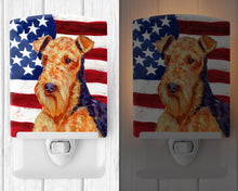 Load image into Gallery viewer, USA American Flag with Airedale Ceramic Night Light LH9005CNL