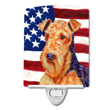 Load image into Gallery viewer, USA American Flag with Airedale Ceramic Night Light LH9005CNL