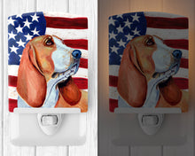 Load image into Gallery viewer, USA American Flag with Basset Hound Ceramic Night Light LH9017CNL