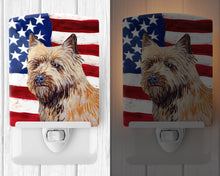 Load image into Gallery viewer, USA American Flag with Cairn Terrier Ceramic Night Light LH9020CNL