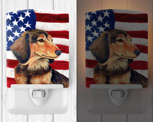 Load image into Gallery viewer, USA American Flag with Dachshund Ceramic Night Light LH9030CNL