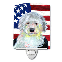 Load image into Gallery viewer, USA American Flag with Old English Sheepdog Ceramic Night Light LH9035CNL