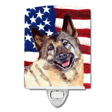Load image into Gallery viewer, USA American Flag with Norwegian Elkhound Ceramic Night Light LH9037CNL