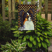 Load image into Gallery viewer, Papillon Candy Corn Halloween Portrait Garden Flag – Decorative Outdoor Yard Flag
