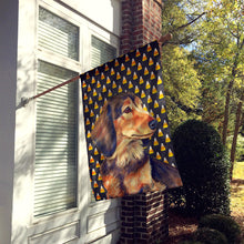 Load image into Gallery viewer, Dachshund Candy Corn Halloween Portrait Flag Canvas House Size
