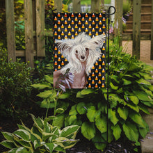 Load image into Gallery viewer, Chinese Crested Candy Corn Halloween Portrait Garden Flag – Decorative Outdoor Yard Flag