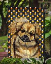 Load image into Gallery viewer, Tibetan Spaniel Candy Corn Halloween Portrait Garden Flag – Decorative Outdoor Yard Flag