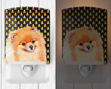 Load image into Gallery viewer, Pomeranian Candy Corn Halloween Portrait Ceramic Night Light LH9045CNL