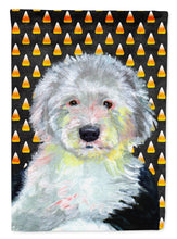 Load image into Gallery viewer, Old English Sheepdog Candy Corn Halloween Portrait Flag Canvas House Size