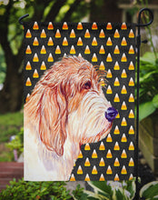 Load image into Gallery viewer, Petit Basset Griffon Vendeen Candy Corn Halloween Portrait Garden Flag – Decorative Outdoor Yard Flag