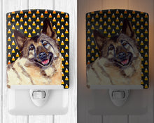 Load image into Gallery viewer, Norwegian Elkhound Candy Corn Halloween Portrait Ceramic Night Light LH9048CNL