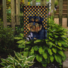 Load image into Gallery viewer, Brussels Griffon Candy Corn Halloween Portrait Garden Flag – Decorative Outdoor Yard Flag
