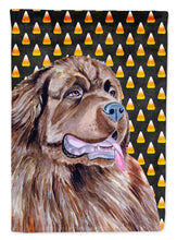 Load image into Gallery viewer, Newfoundland Candy Corn Halloween Portrait Garden Flag – Decorative Outdoor Yard Flag