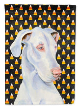 Load image into Gallery viewer, Great Dane Candy Corn Halloween Portrait Garden Flag – Decorative Outdoor Yard Flag