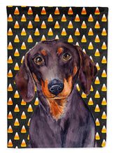 Load image into Gallery viewer, Dachshund Candy Corn Halloween Portrait Flag Canvas House Size