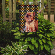 Load image into Gallery viewer, Brussels Griffon Candy Corn Halloween Portrait Garden Flag – Decorative Outdoor Yard Flag