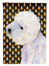 Load image into Gallery viewer, Westie Candy Corn Halloween Portrait Flag Canvas House Size