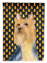 Load image into Gallery viewer, Silky Terrier Candy Corn Halloween Portrait Flag Canvas House Size