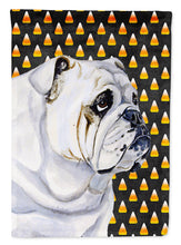 Load image into Gallery viewer, Bulldog English Candy Corn Halloween Portrait Flag Canvas House Size