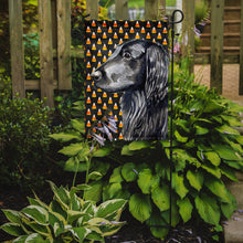 Load image into Gallery viewer, Flat Coated Retriever Candy Corn Halloween Portrait Garden Flag – Decorative Outdoor Yard Flag